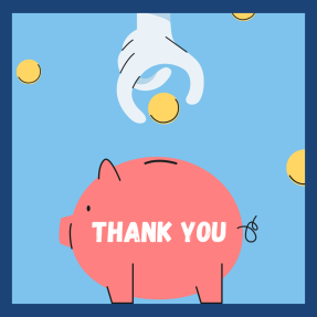 Graphic showing a donation to a piggy bank